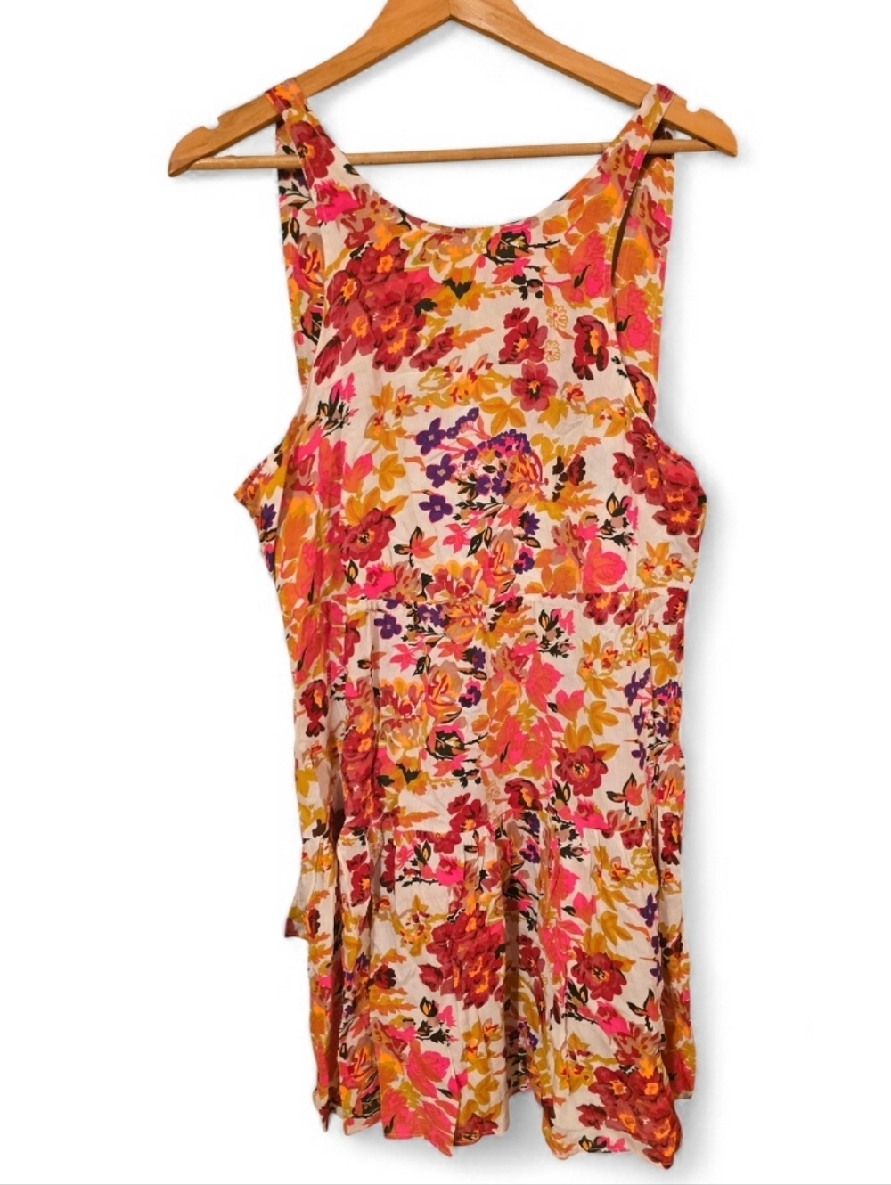 Natural Life Floral Boho Tiered Mini Dress - Size Large - Picture 2 of 16
